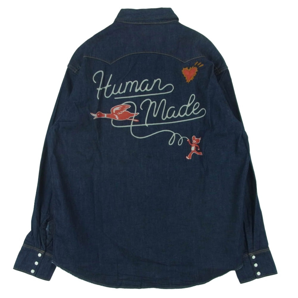 HUMAN MADE ヒューマンメイド HM30SH001 Western Denim Jacket 刺繍 ウエスタン デニム シャツ ジャケット インディゴブルー系 XL【美品】【中古】