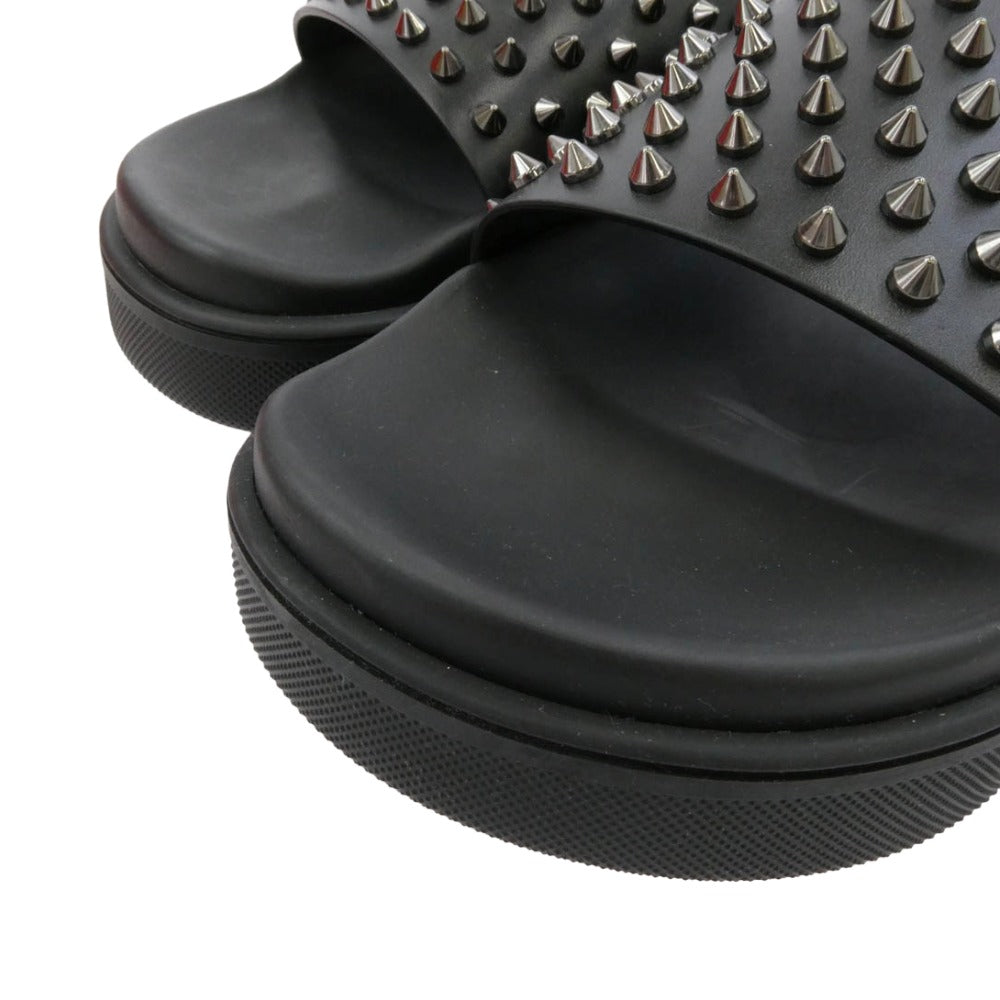 Christian Louboutin クリスチャンルブタン 1201293 POOL FUN FLAT スパイクスタッズ スポーツ スライドサンダル ブラック系 42.5【美品】【中古】
