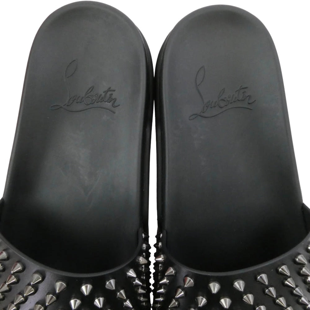 Christian Louboutin クリスチャンルブタン 1201293 POOL FUN FLAT スパイクスタッズ スポーツ スライドサンダル ブラック系 42.5【美品】【中古】