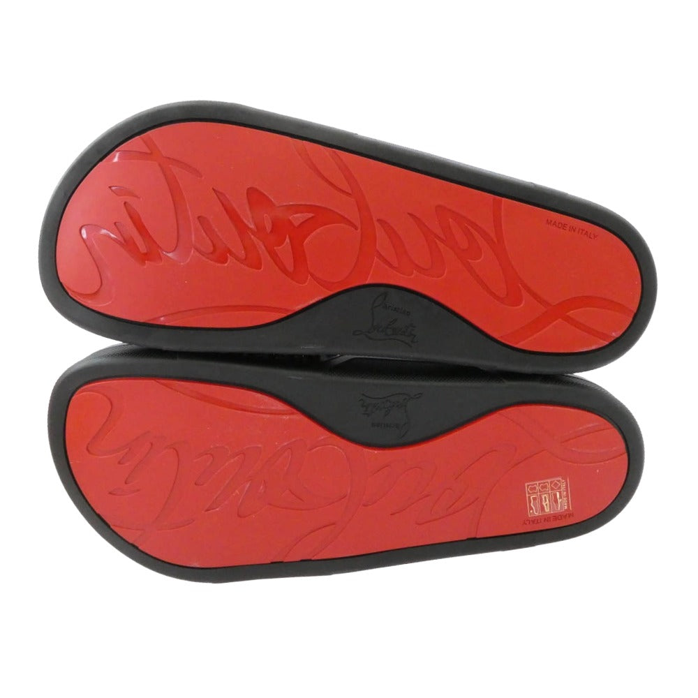 Christian Louboutin クリスチャンルブタン 1201293 POOL FUN FLAT スパイクスタッズ スポーツ スライドサンダル ブラック系 42.5【美品】【中古】