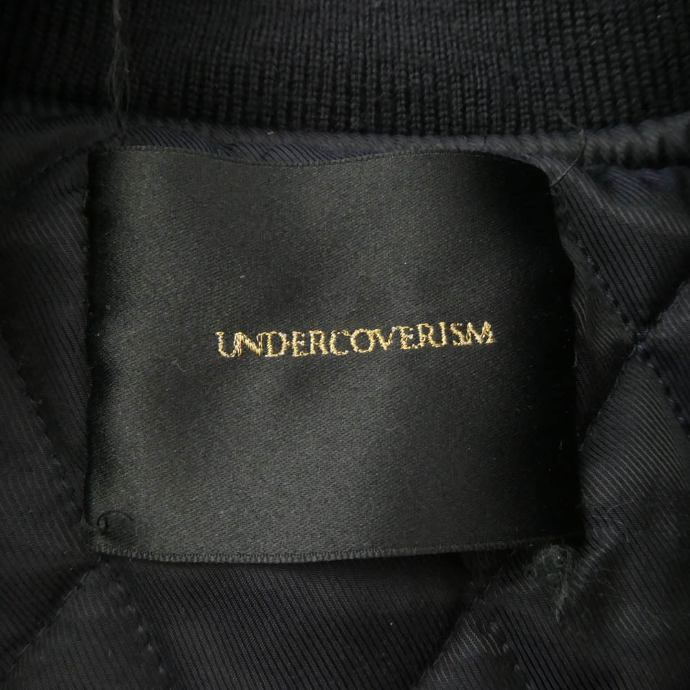 UNDERCOVER アンダーカバー 14AW N4203-2 UNDERCOVERISM 袖レザー切替 ワッペン ウール スタジャン スタジアム ジャケット ブルゾン ブラック系 1【中古】