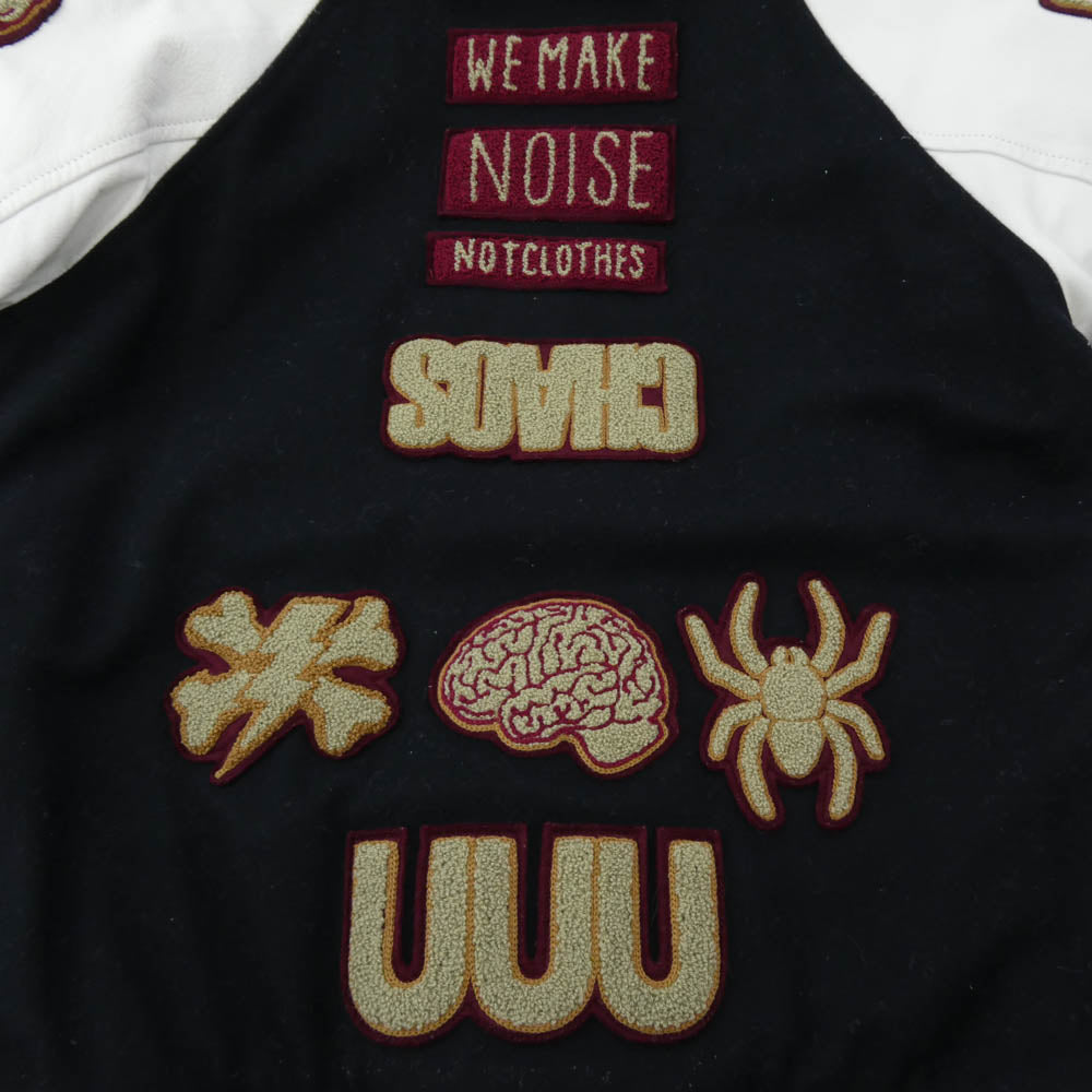 UNDERCOVER アンダーカバー 14AW N4203-2 UNDERCOVERISM 袖レザー切替 ワッペン ウール スタジャン スタジアム ジャケット ブルゾン ブラック系 1【中古】