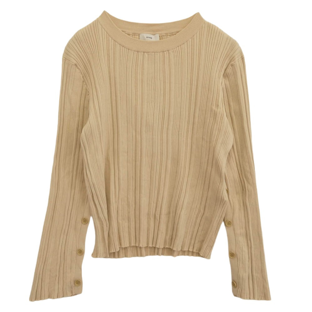 HYKE ハイク 221-11262 リブ 長袖 カットソー オフホワイト系 2【中古】