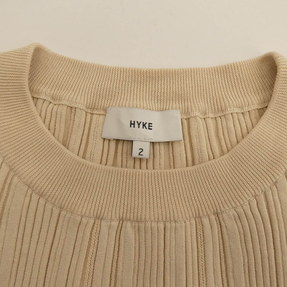 HYKE ハイク 221-11262 リブ 長袖 カットソー オフホワイト系 2【中古】