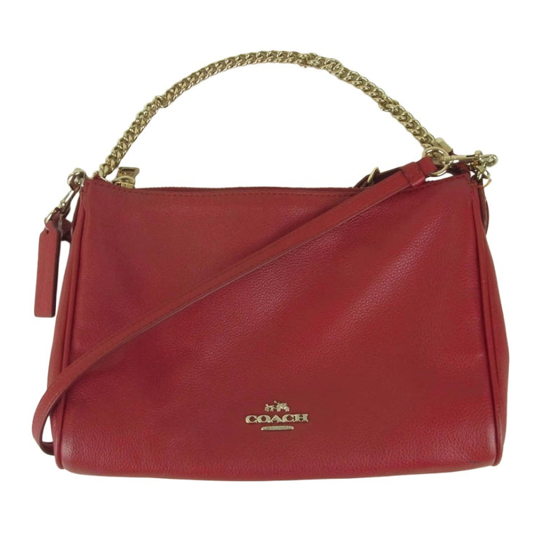 COACH コーチ 2WAY チェーン ハンドバッグ ショルダー バッグ 中国製 レッド系【中古】