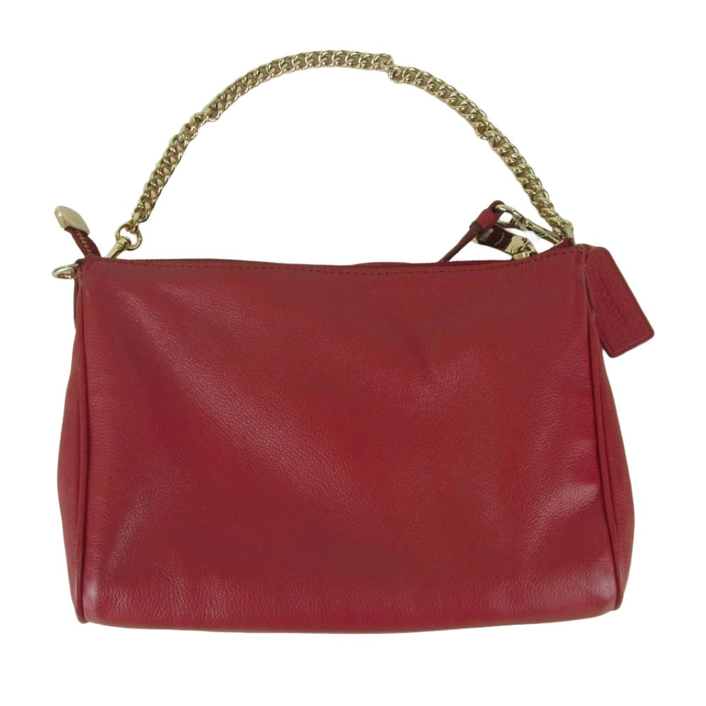 COACH コーチ 2WAY チェーン ハンドバッグ ショルダー バッグ 中国製 レッド系【中古】