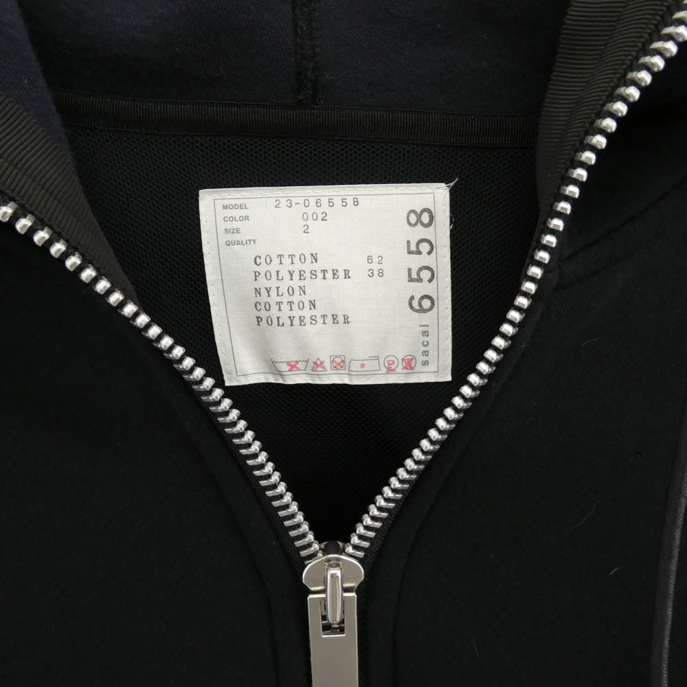 Sacai サカイ 23-06558 ビスチェ ドッキング スポンジ スウェット パーカー ブラック系 2【中古】