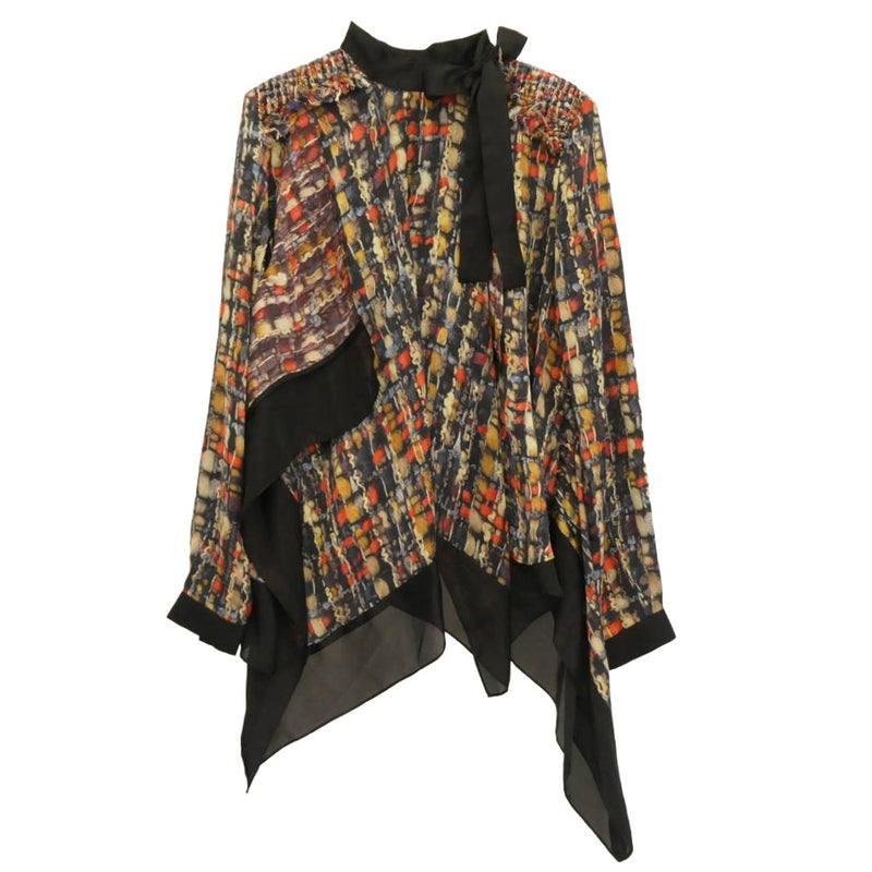 Sacai サカイ 21AW 21-05737 Tweed Pullover ツイード プルオーバー シャツ ブラウス ブラック系 1【中古】