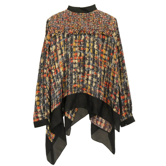 Sacai サカイ 21AW 21-05737 Tweed Pullover ツイード プルオーバー シャツ ブラウス ブラック系 1【中古】