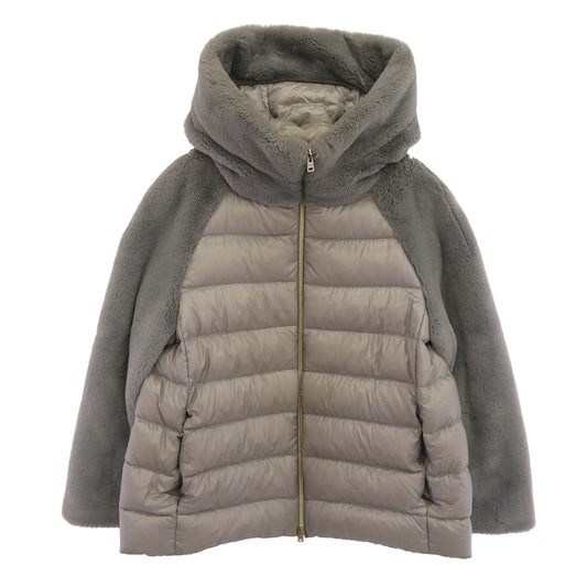 Herno ヘルノ PI043DR-12017-9408 ハイブリッド エコファー 切替 ダウン ジャケット コート グレー系 44【中古】