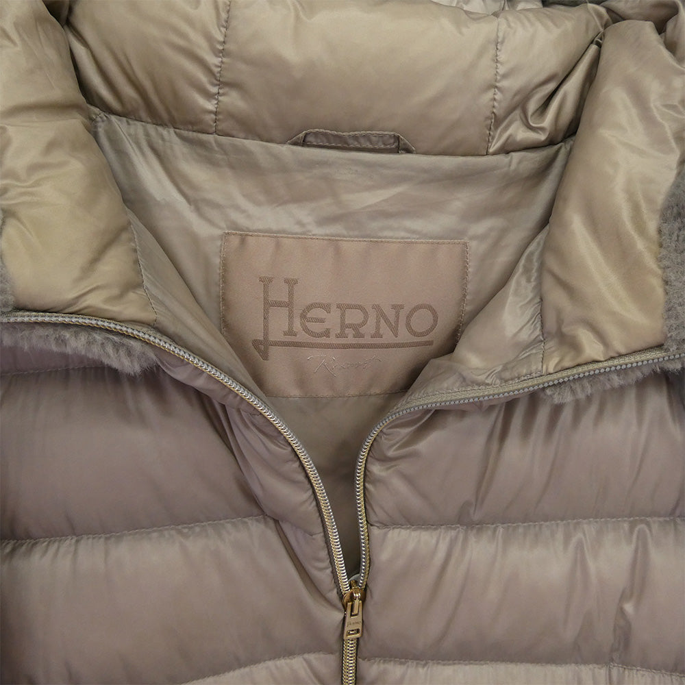Herno ヘルノ PI043DR-12017-9408 ハイブリッド エコファー 切替 ダウン ジャケット コート グレー系 44【中古】