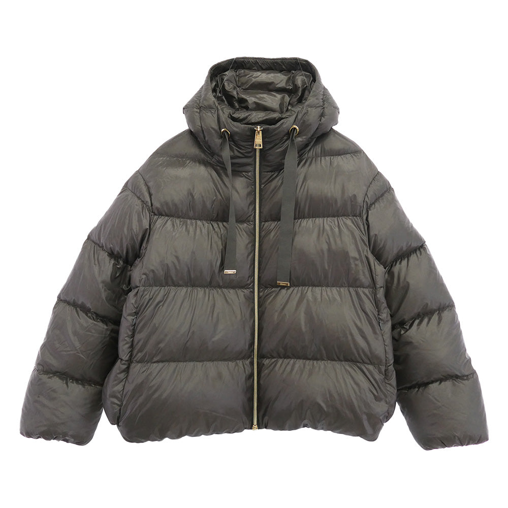 Herno ヘルノ PI1148D-12017-9480 グログランリボン フーデッド ダウン ジャケット グレー系 42【中古】
