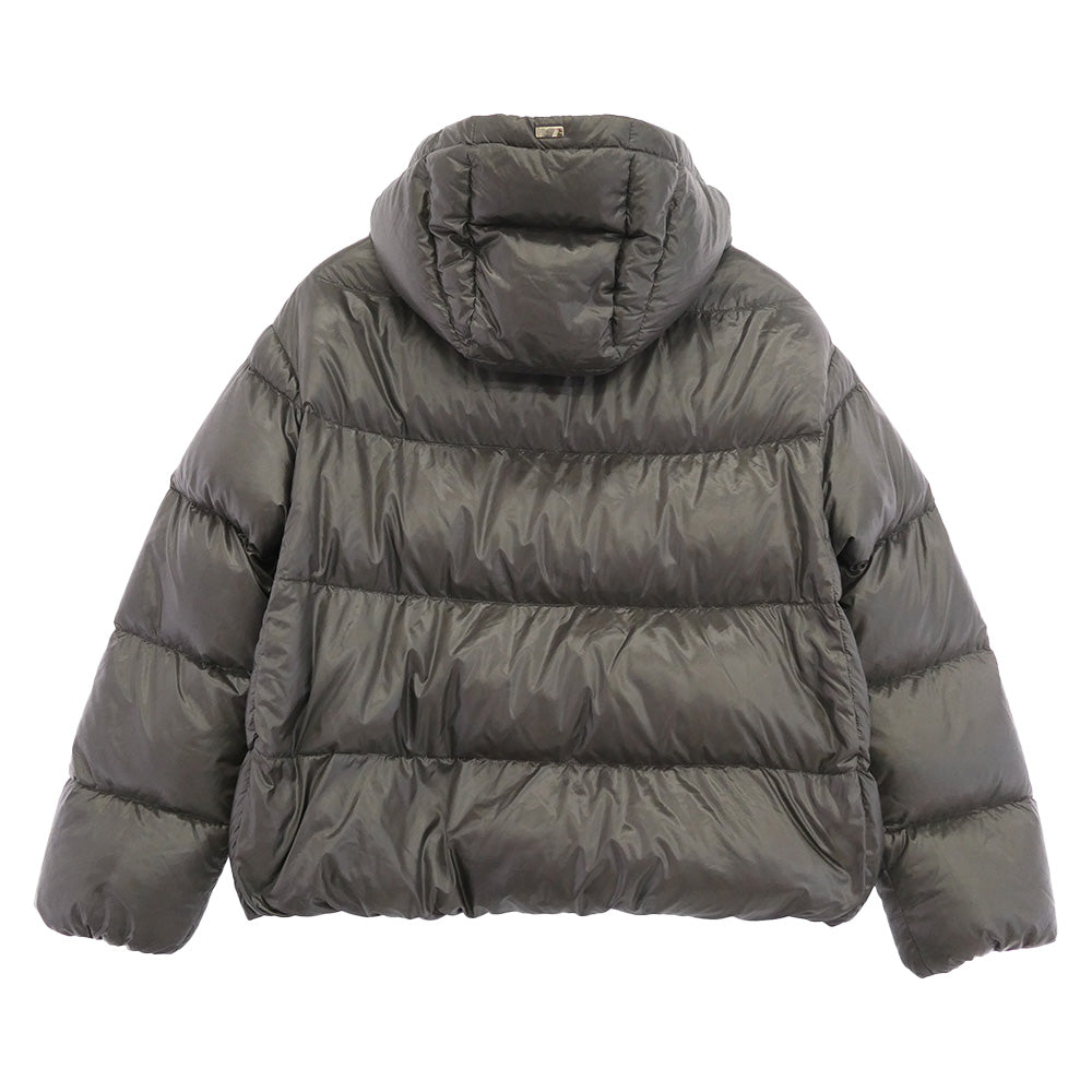 Herno ヘルノ PI1148D-12017-9480 グログランリボン フーデッド ダウン ジャケット グレー系 42【中古】