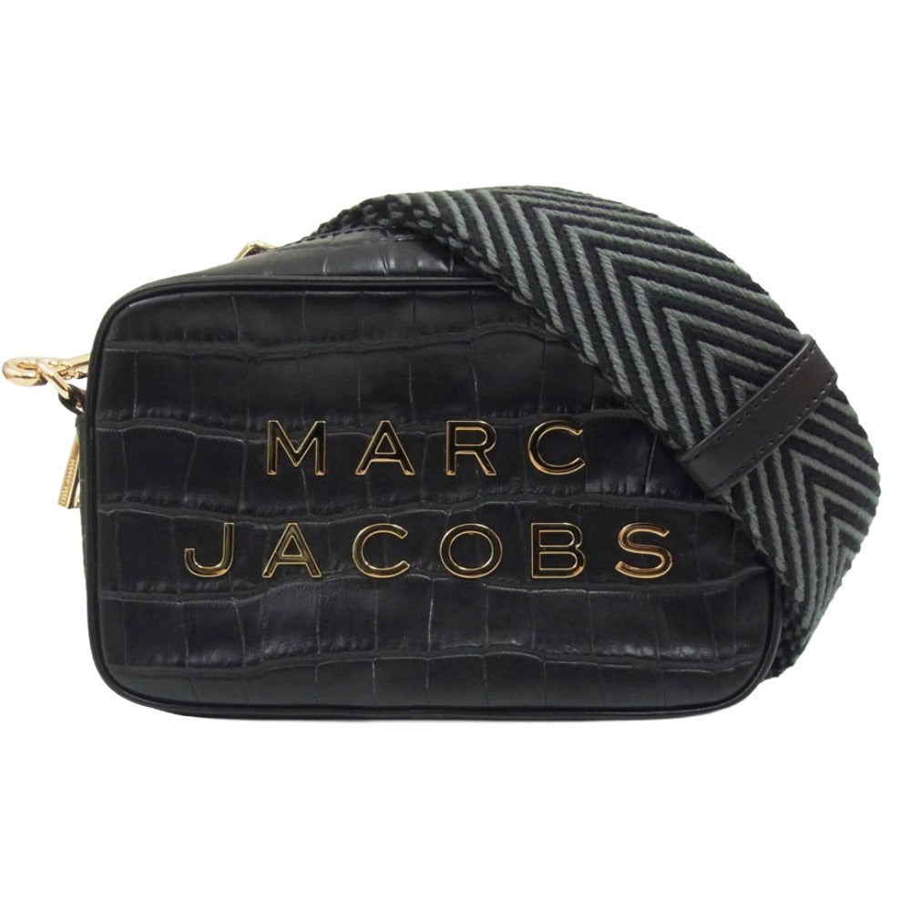 MARC JACOBS マークジェイコブス H108L01PF22 ロゴ クロコ型押し レザー クロスボディ ショルダー カメラ バッグ ブラック系【中古】
