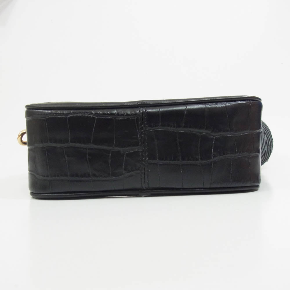 MARC JACOBS マークジェイコブス H108L01PF22 ロゴ クロコ型押し レザー クロスボディ ショルダー カメラ バッグ ブラック系【中古】