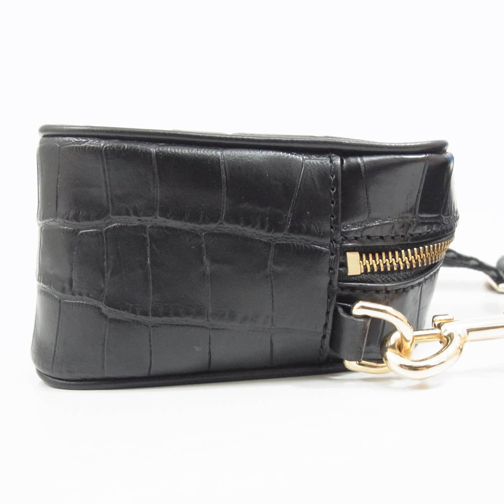 MARC JACOBS マークジェイコブス H108L01PF22 ロゴ クロコ型押し レザー クロスボディ ショルダー カメラ バッグ ブラック系【中古】