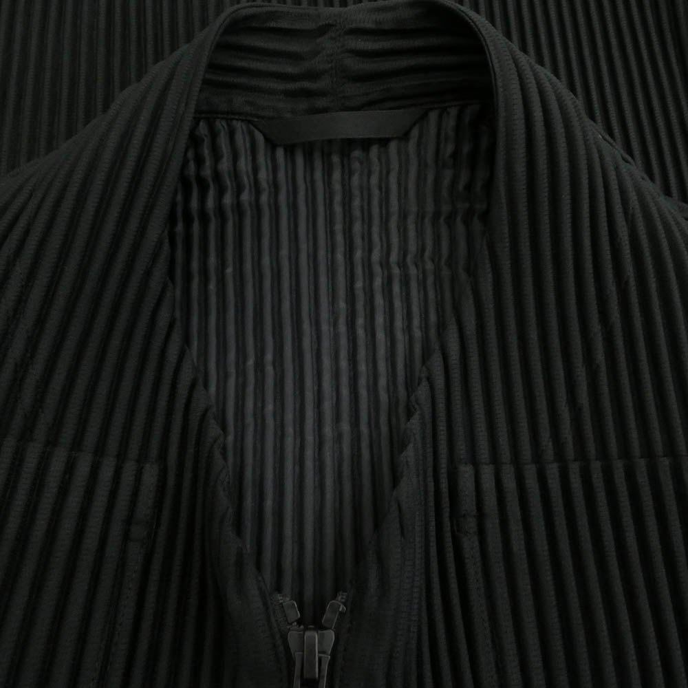 HOMME PLISSE ISSEY MIYAKE オム プリッセ イッセイミヤケ 25AW HP53-JC300 QUARRY プリーツ加工 ノーカラー ジップ カーディガン ブルゾン ブラック系【極上美品】【中古】