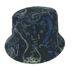 HERMES エルメス Fred Etriers reversible bucket hat フレッド・エトリエ リバーシブル バケットハット ネイビー系 58【中古】