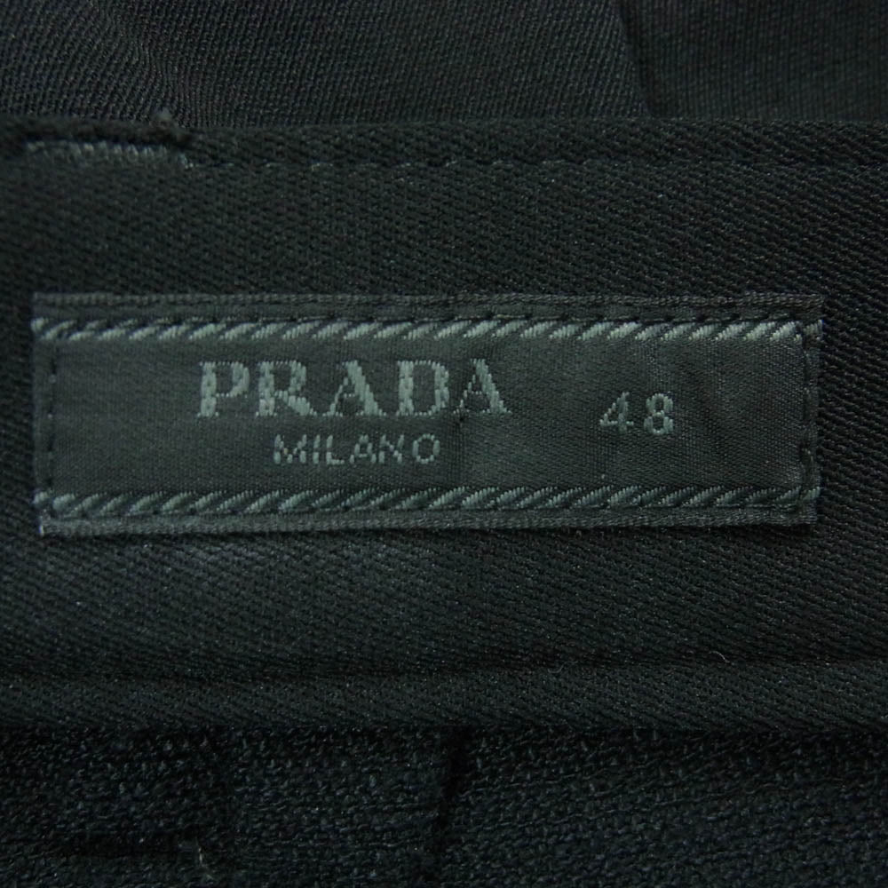 PRADA プラダ 23AW SPH311 テクニカルギャバジン センタークリース テーパード ウール スラックス パンツ ブラック系 48【中古】