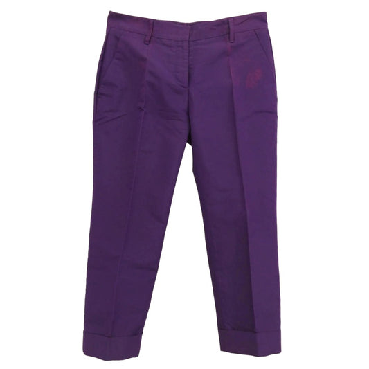 PRADA プラダ G2156G S111 B03 シルク100％ 裾ダブル スラックスパンツ パープル系 40S【中古】