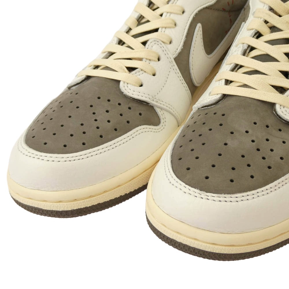 NIKE ナイキ DM7866-162 【フェイクバスターズ鑑定済】Travis Scott トラヴィススコット Air Jordan 1 Low OG SP Reverse Mocha Sail and Ridgerock エアジョーダン ローカット リバースモカ セイル リッジロック スニーカー チャコール系 27cm【極上美品】【中古】
