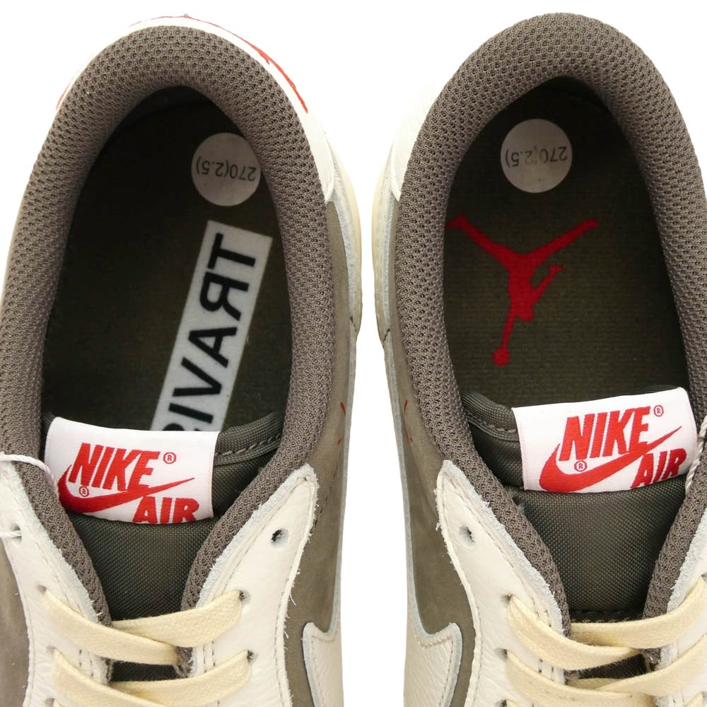 NIKE ナイキ DM7866-162 【フェイクバスターズ鑑定済】Travis Scott トラヴィススコット Air Jordan 1 Low OG SP Reverse Mocha Sail and Ridgerock エアジョーダン ローカット リバースモカ セイル リッジロック スニーカー チャコール系 27cm【極上美品】【中古】