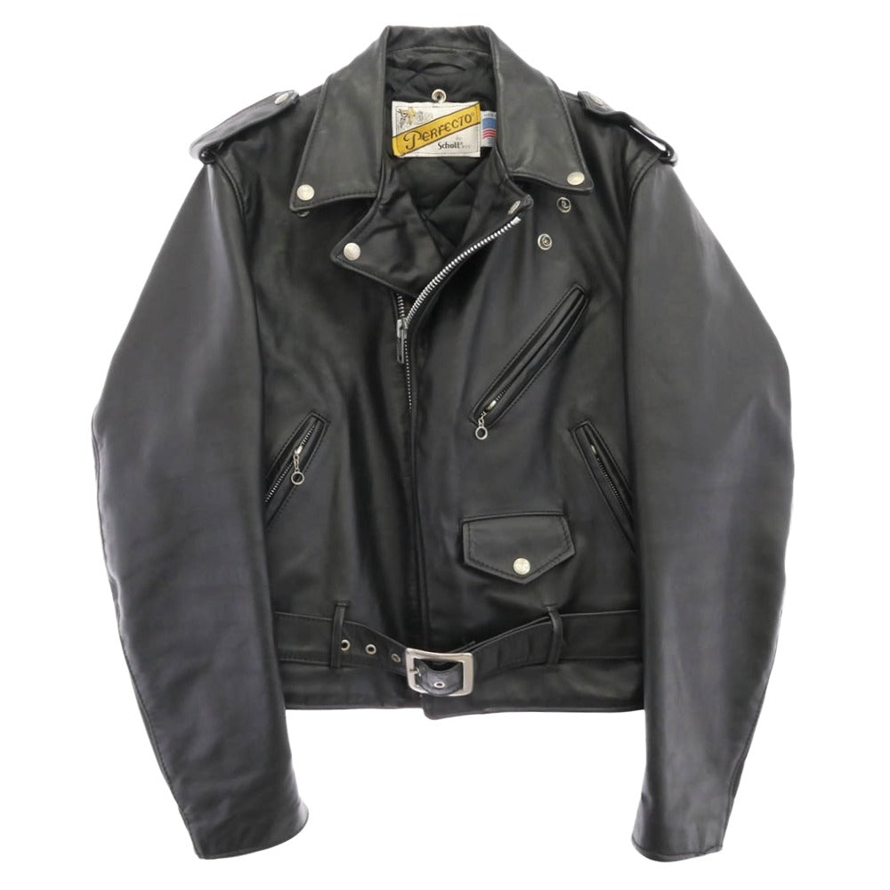 schott ショット 618 USA製 Perfecto バイカータグ ダブルライダースジャケット ブラック系 38【中古】