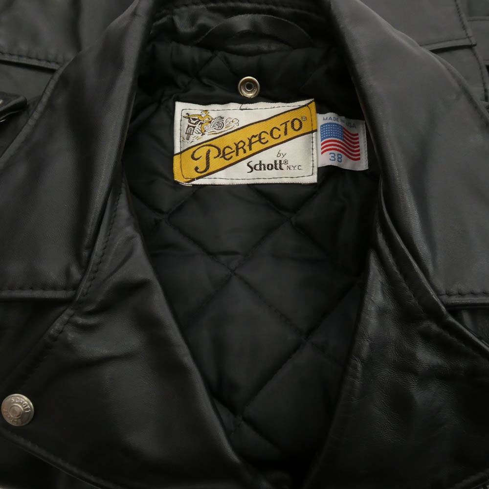 schott ショット 618 USA製 Perfecto バイカータグ ダブルライダースジャケット ブラック系 38【中古】