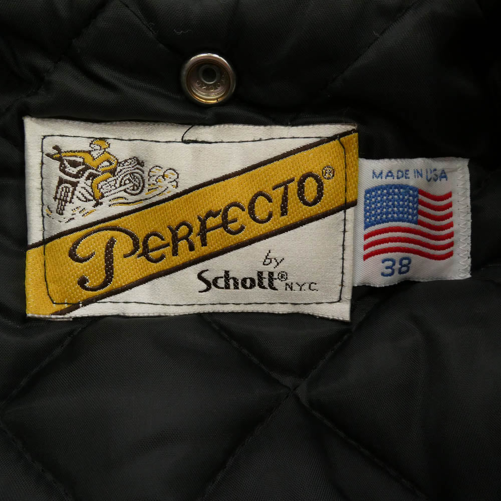 schott ショット 618 USA製 Perfecto バイカータグ ダブルライダースジャケット ブラック系 38【中古】