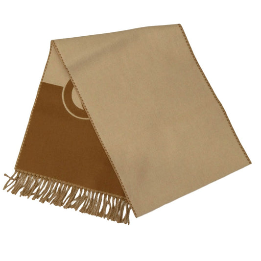 GUCCI グッチ 715497 3GB02 イタリア製 インターロッキング ウール カシミア スカーフ フリンジ マフラー ブラウン系 ベージュ系 33‐200cm【極上美品】【中古】