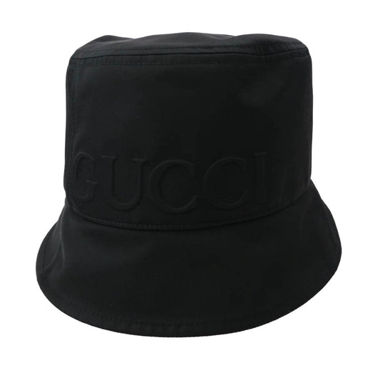 GUCCI グッチ 813534 イタリア製 シェリーラインタブ ナイロン バケットハット 帽子 ブラック系 L 59cm【極上美品】【中古】