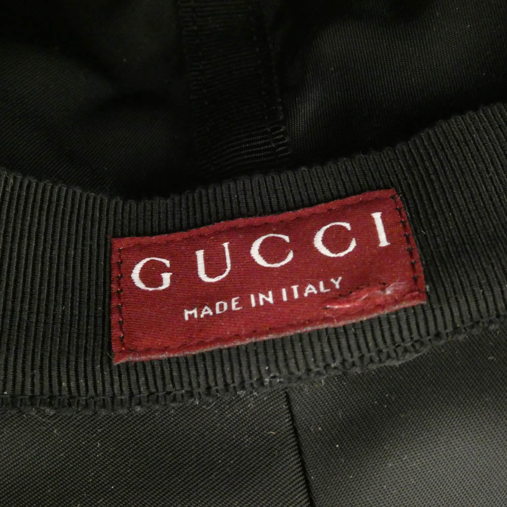 GUCCI グッチ 813534 イタリア製 シェリーラインタブ ナイロン バケットハット 帽子 ブラック系 L 59cm【極上美品】【中古】