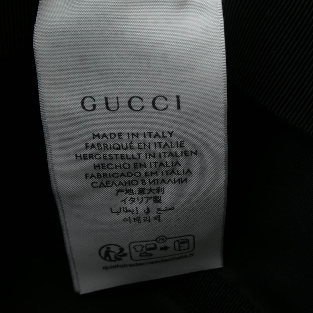 GUCCI グッチ 813534 イタリア製 シェリーラインタブ ナイロン バケットハット 帽子 ブラック系 L 59cm【極上美品】【中古】