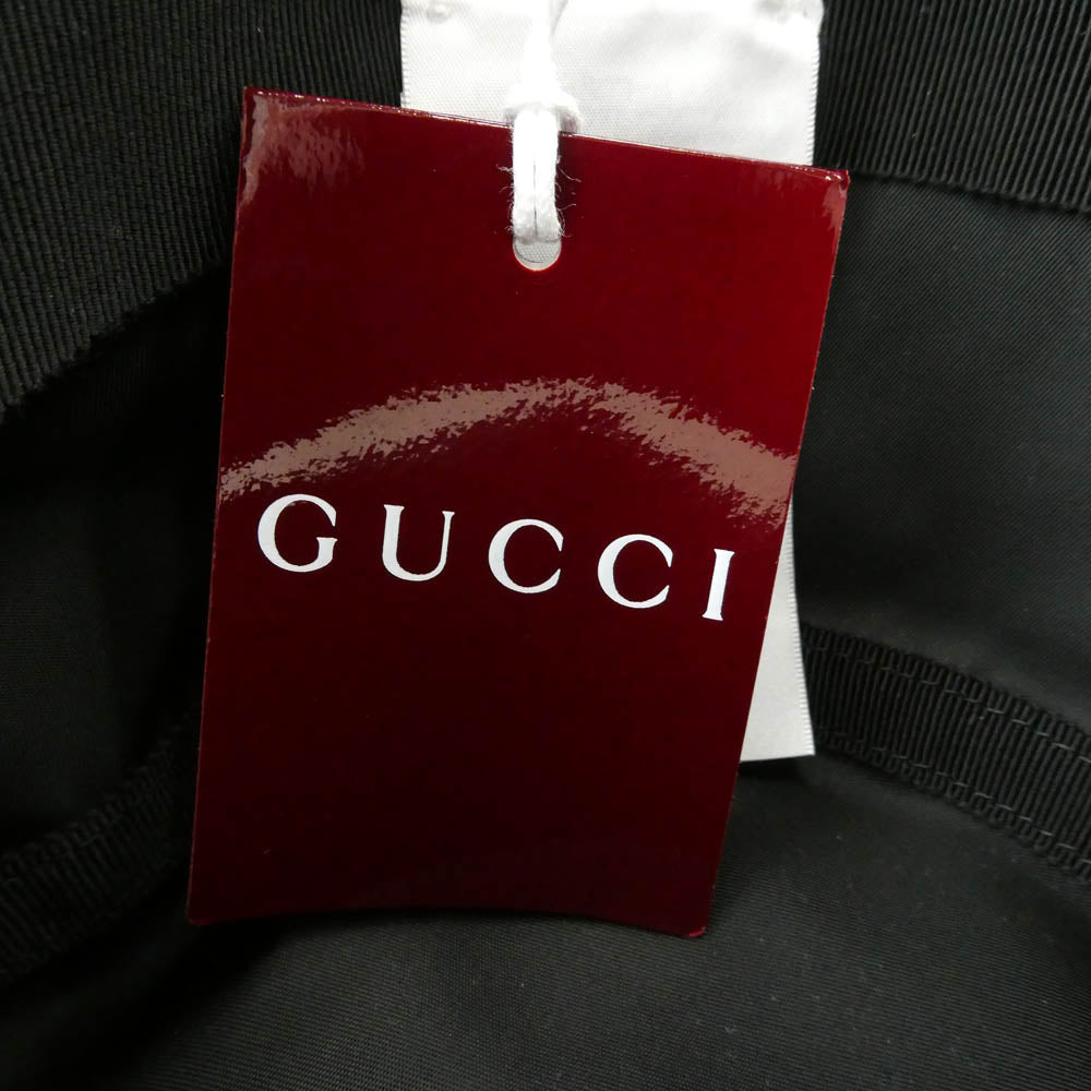GUCCI グッチ 813534 イタリア製 シェリーラインタブ ナイロン バケットハット 帽子 ブラック系 L 59cm【極上美品】【中古】