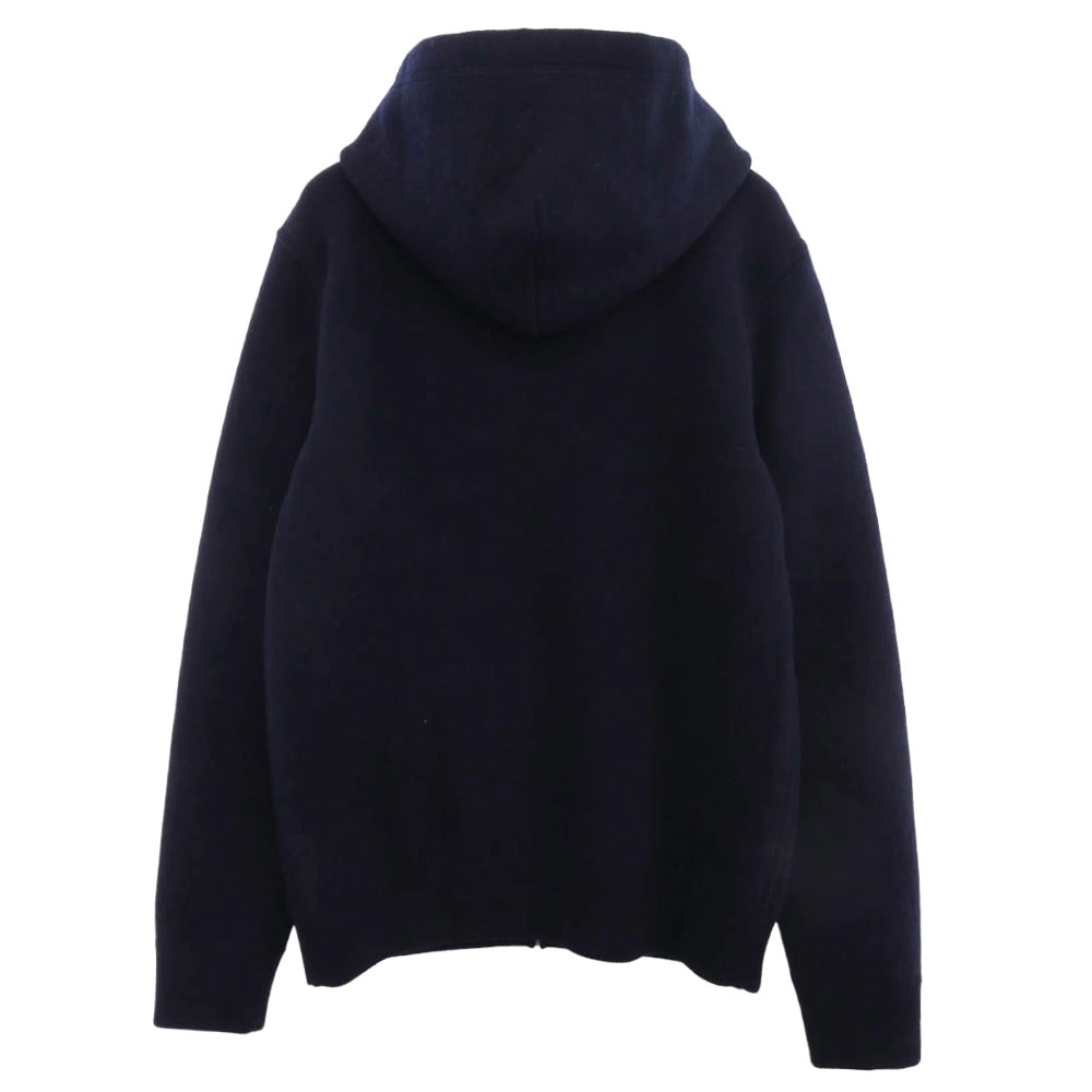 GUCCI グッチ 794935 XKD7E 2025年 Cruiseコレクション イタリア製 GGウール リバーシブル フーディ ジップ ジャケット ニットパーカー ネイビー系 XS(170/88A)【極上美品】【中古】