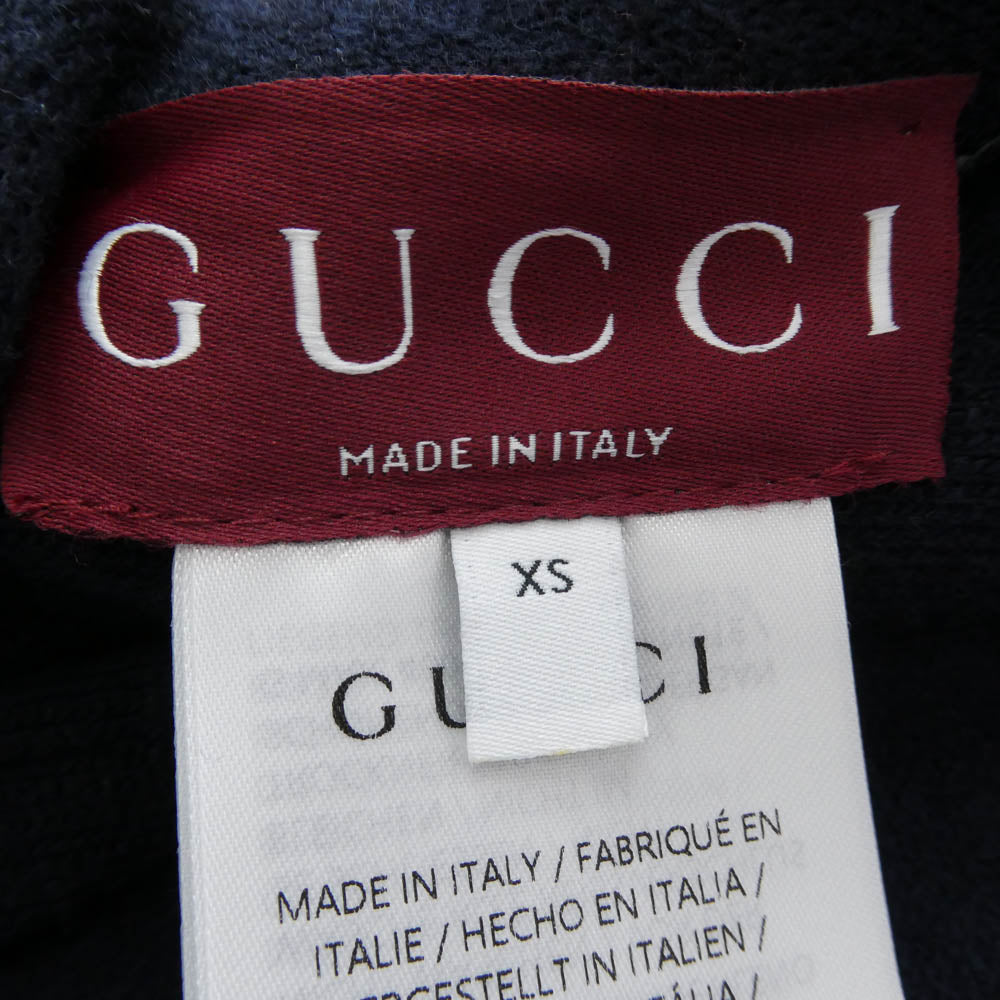 GUCCI グッチ 794935 XKD7E 2025年 Cruiseコレクション イタリア製 GGウール リバーシブル フーディ ジップ ジャケット ニットパーカー ネイビー系 XS(170/88A)【極上美品】【中古】