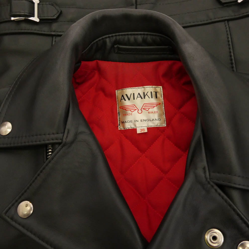 Lewis Leathers ルイスレザー 英国製 CYCLONE サイクロン 裏地キルティング ライダース レザー ジャケット ブラック系 36【中古】