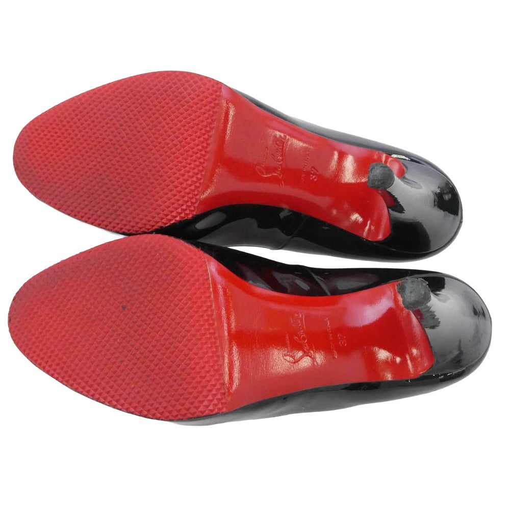 Christian Louboutin クリスチャンルブタン オープントゥ パテント ヒール パンプス ブラック系 37【中古】