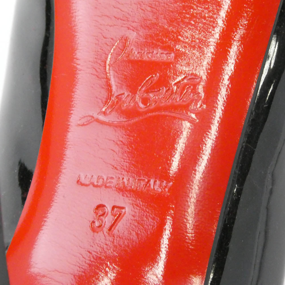 Christian Louboutin クリスチャンルブタン オープントゥ パテント ヒール パンプス ブラック系 37【中古】