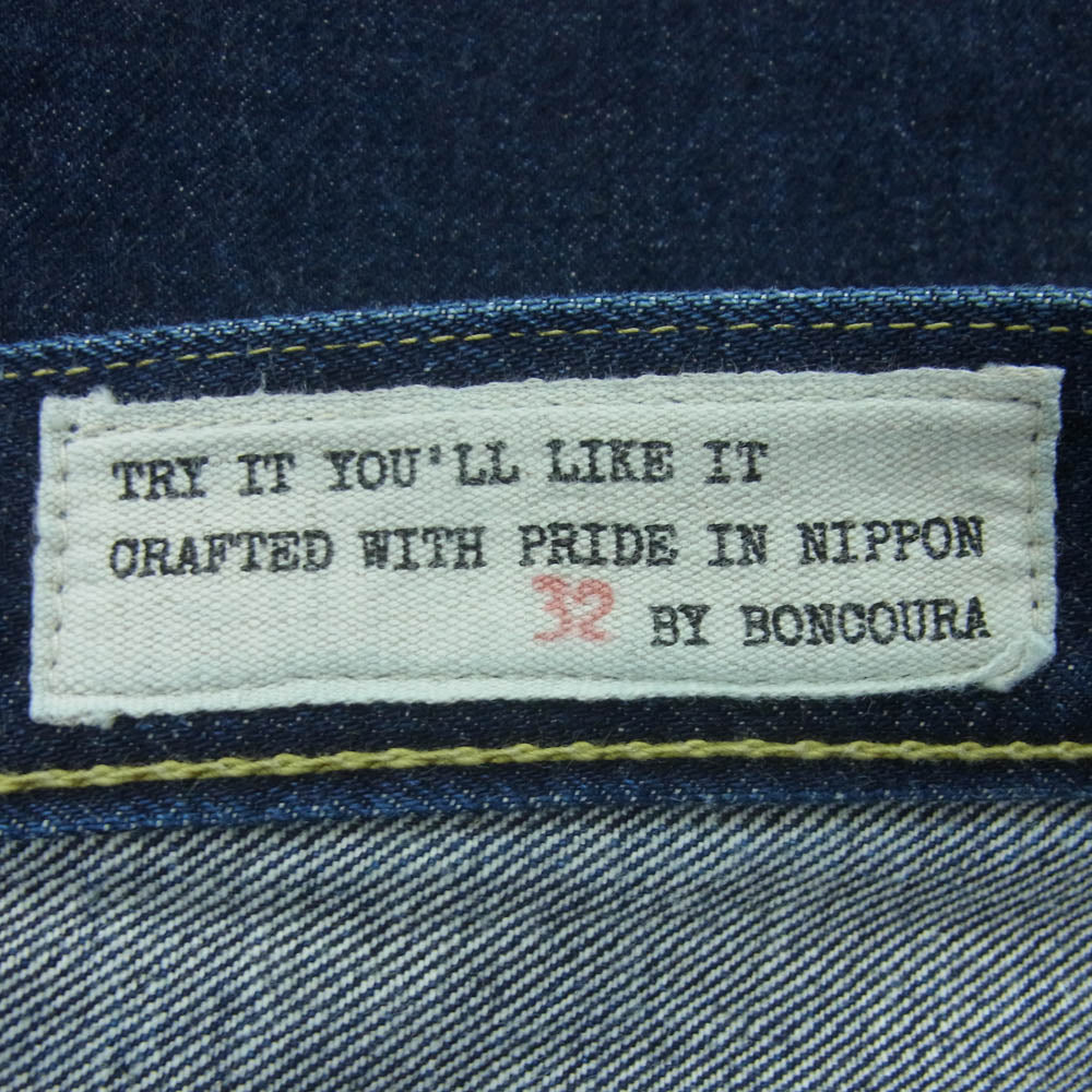 BONCOURA ボンクラ XX ボタンフライ 5ポケット デニム パンツ ジーンズ コットン 日本製 インディゴブルー系 32【中古】
