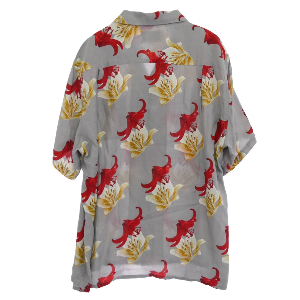 WACKO MARIA ワコマリア 20SS HAWAIIAN SHIRT S/S 百合柄 レーヨン アロハシャツ 半袖　 グレー系 L【中古】