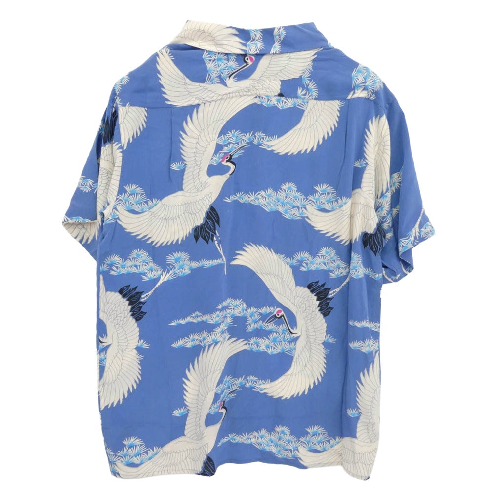 AVANTI シルク 総柄 半袖 アロハ シャツ ライトブルー系 S【中古】