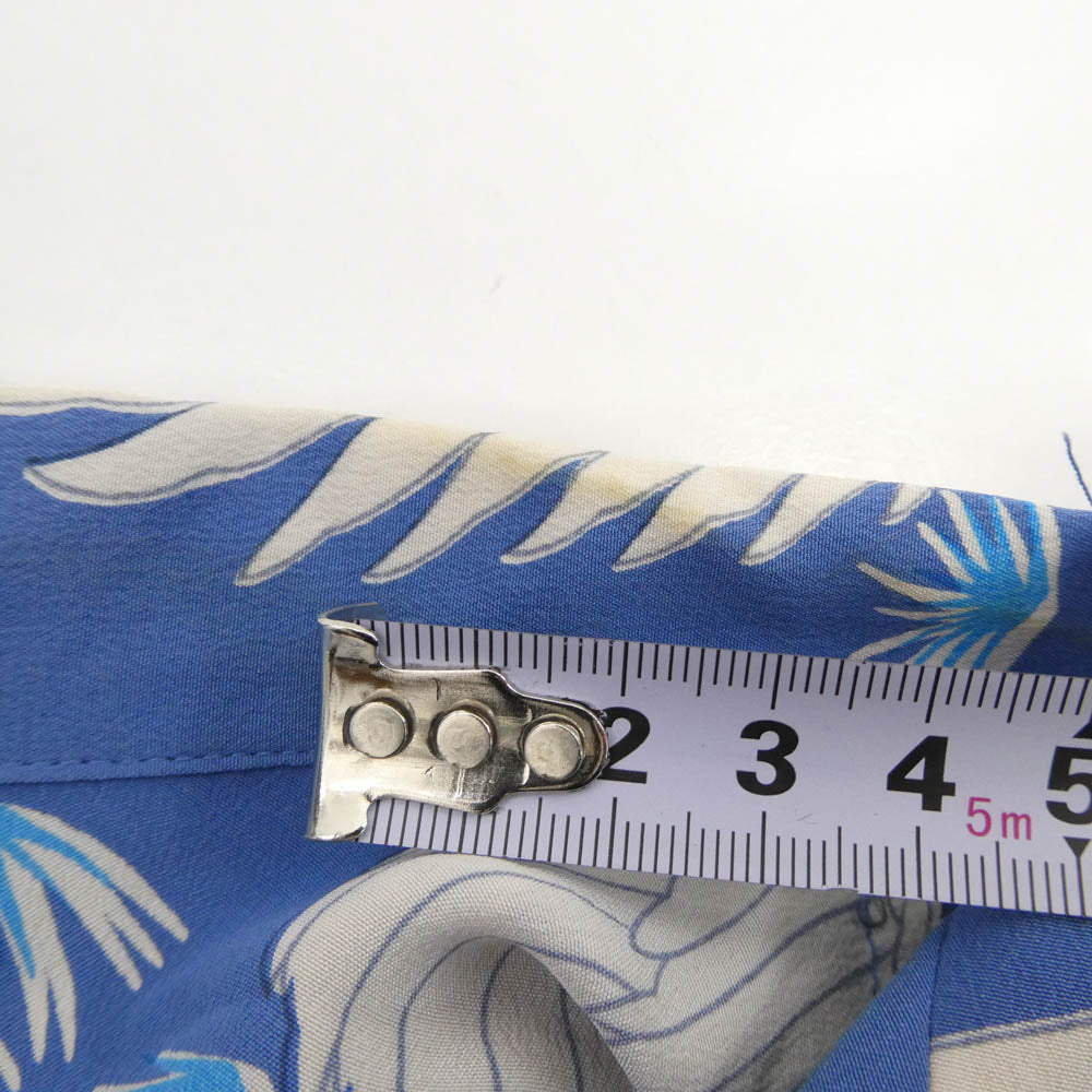 AVANTI シルク 総柄 半袖 アロハ シャツ ライトブルー系 S【中古】