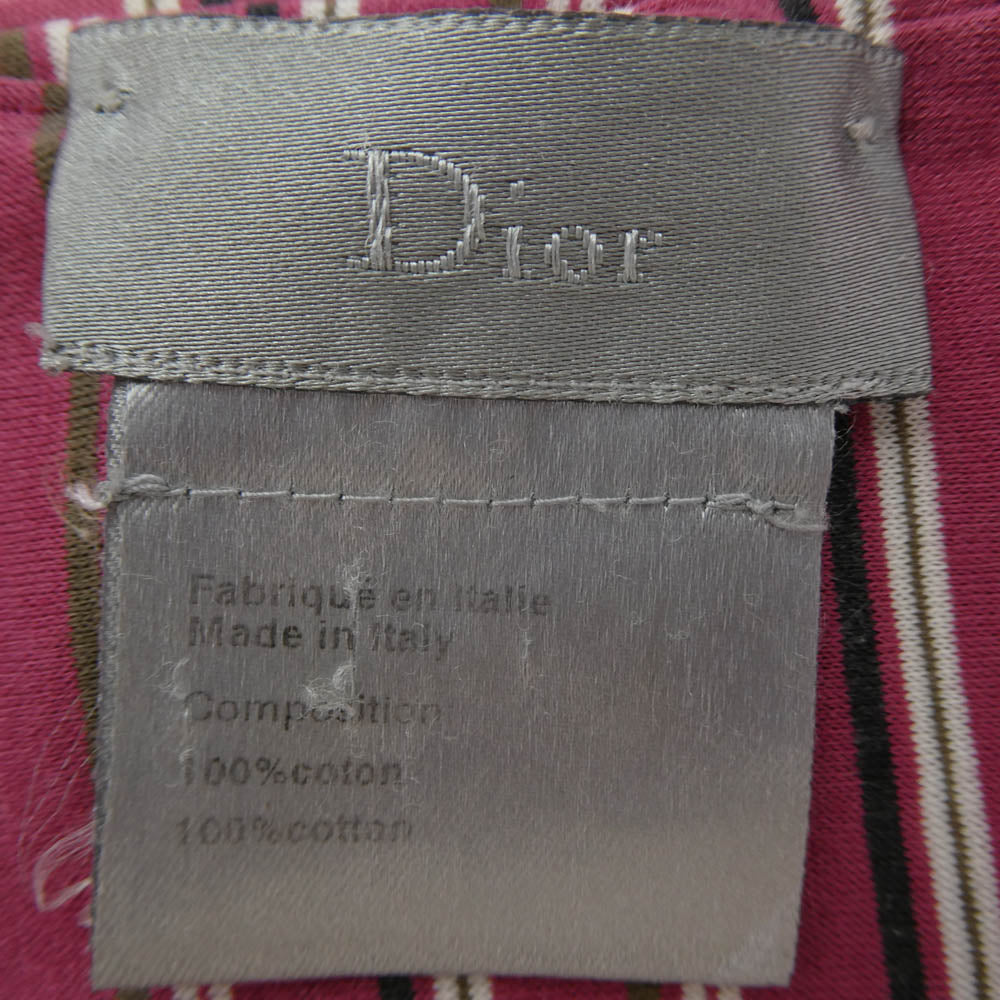 DIOR HOMME ディオールオム 05SS 5EH3090148 エディ期 ボーダー コットン ストール ピンク系【中古】