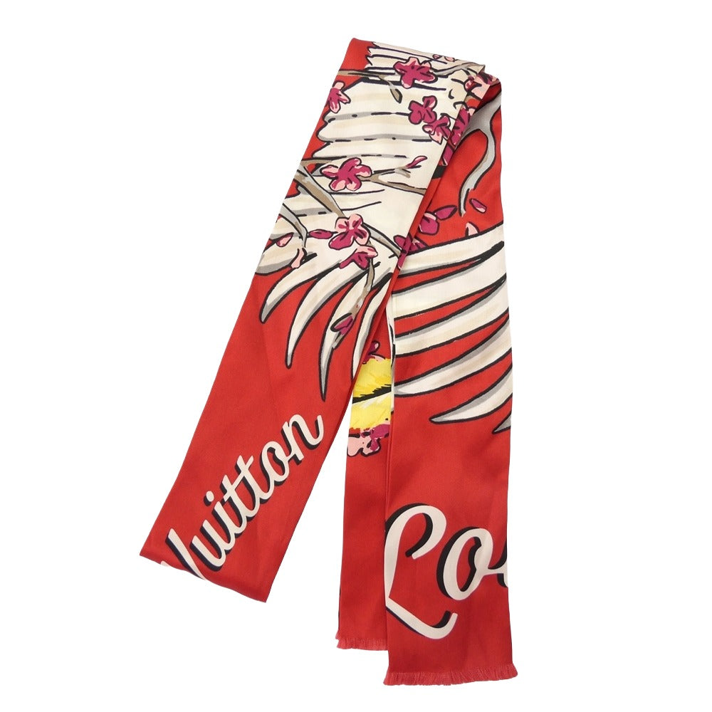 LOUIS VUITTON ルイ・ヴィトン MP1709 キムジョーンズ期 ツル シルク スカーフ ストール レッド系【中古】