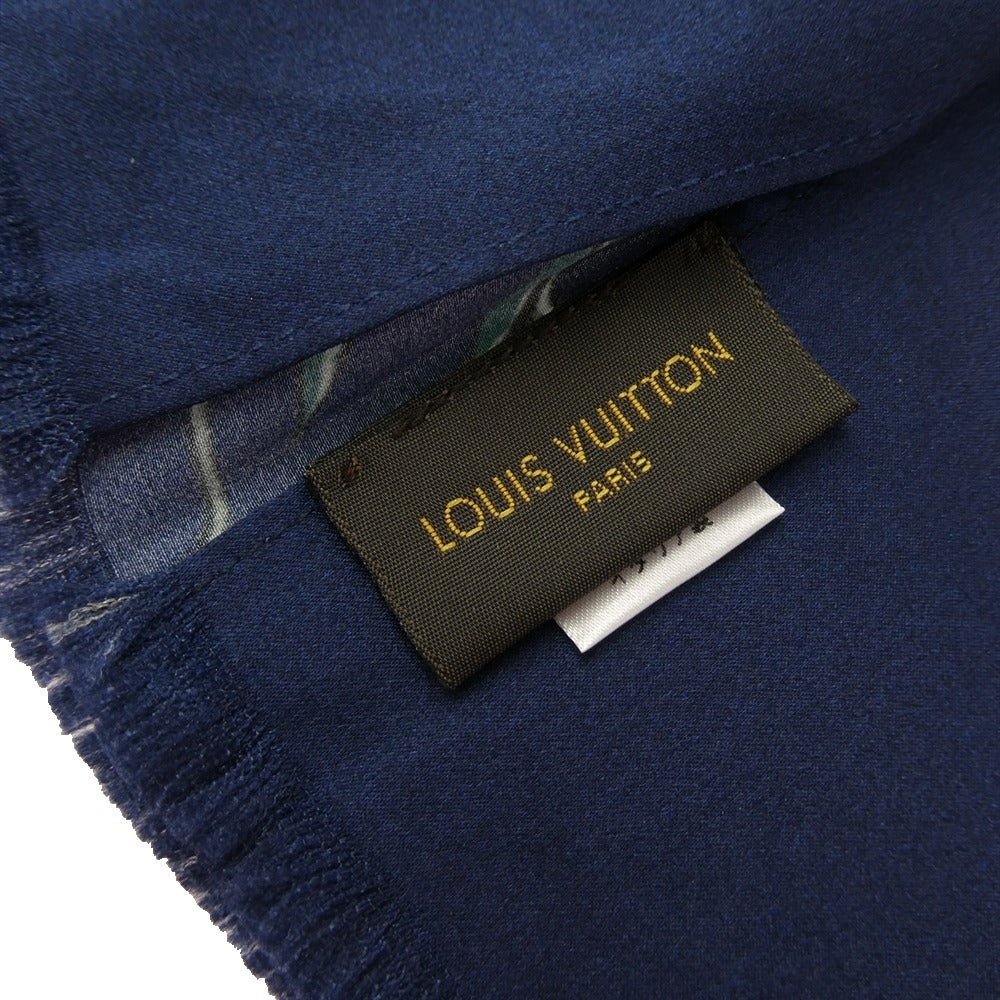 LOUIS VUITTON ルイ・ヴィトン MP1708 キムジョーンズ期 フローラルパンサー シルク スカーフ ストール ネイビー系【中古】
