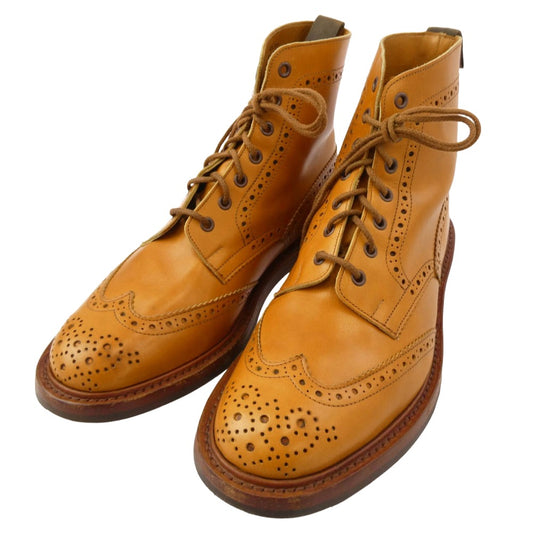 Tricker's トリッカーズ M2508 MALTON モールトン ダイナイトソール ウイングチップ カントリー レザー ブーツ ライトブラウン系 10【中古】