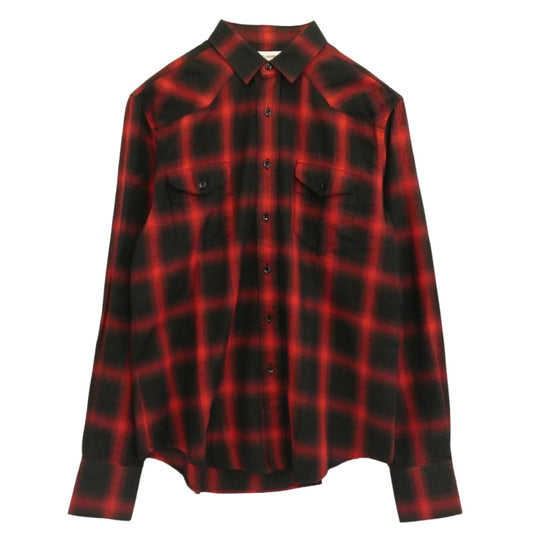 SAINT LAURENT サンローラン 16AW 455166 Y729B エディ期 オンブレチェック 長袖 シャツ レッド系 39【中古】