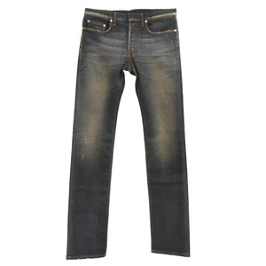 DIOR HOMME ディオールオム 133D016TX995 JAKE ジェイク ヴィンテージ加工 ボタンフライ ストレートスリム スキニー デニム パンツ インディゴブルー系 33【美品】【中古】