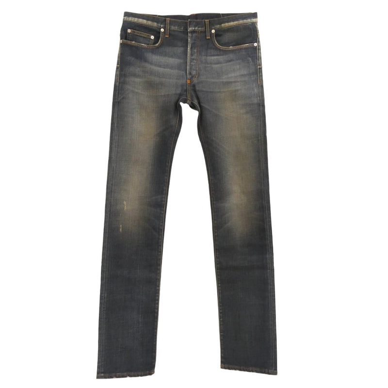 DIOR HOMME ディオールオム 133D016TX995 JAKE ジェイク ヴィンテージ加工 ボタンフライ ストレートスリム スキニー デニム パンツ インディゴブルー系 33【美品】【中古】